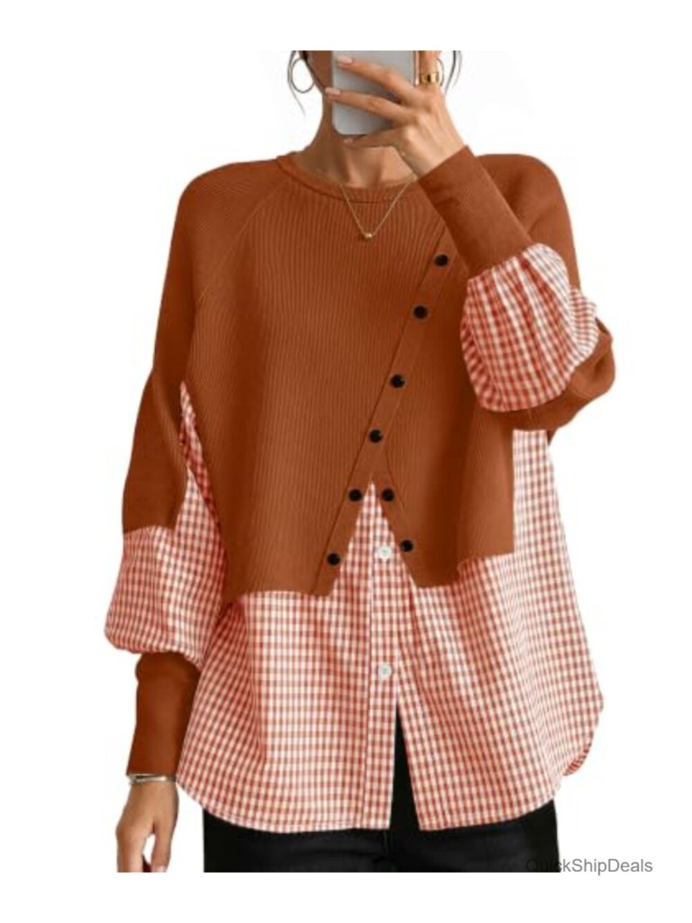 Women Knit Tunic Top Long Sleeve Lightweight Pullover Crew Neck